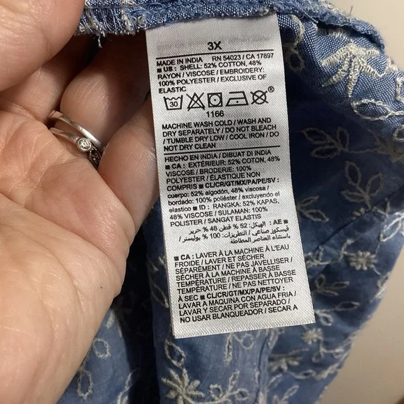 Old Navy Puff-Sleeve Tiered Mini Swing Dress Size 3X Milkmaid Peasant Boho Blue - Picture 10 of 10